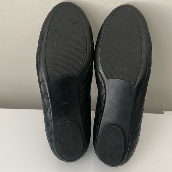 Van Eli Black Leather Quilted Ballet Flats size 7.5W Slip on Cap Toe - Picture 8 of 11